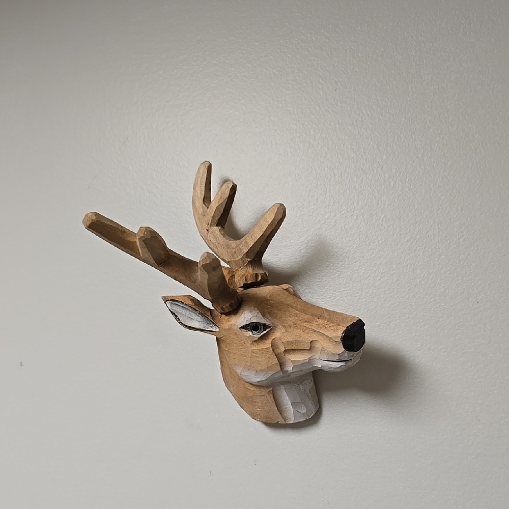 Handcrafted Wooden Deer Head Wall Decor